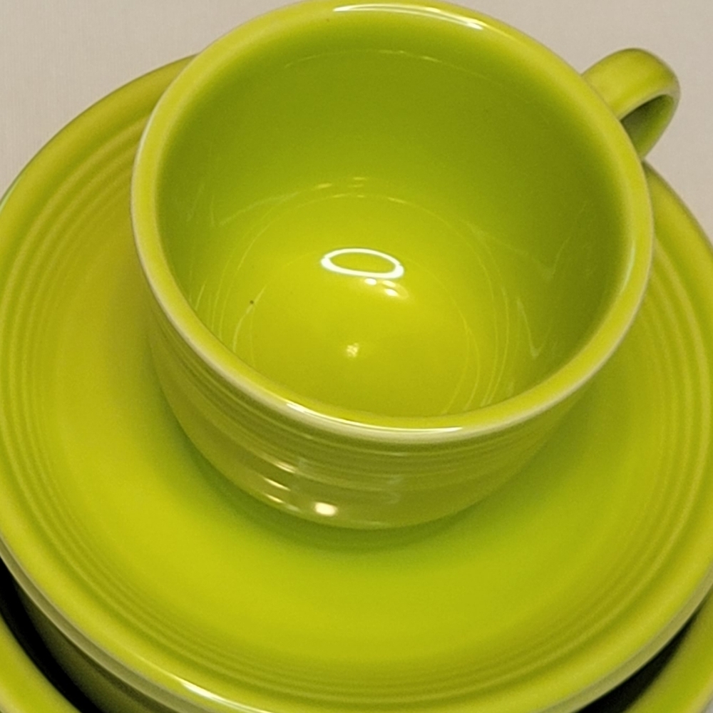 Fiesta Lemongrass Cup And Saucer MCM Style Tea Coffee Chartreuse Grinch Decor